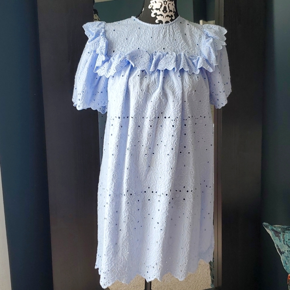 Embroidered light blue dress